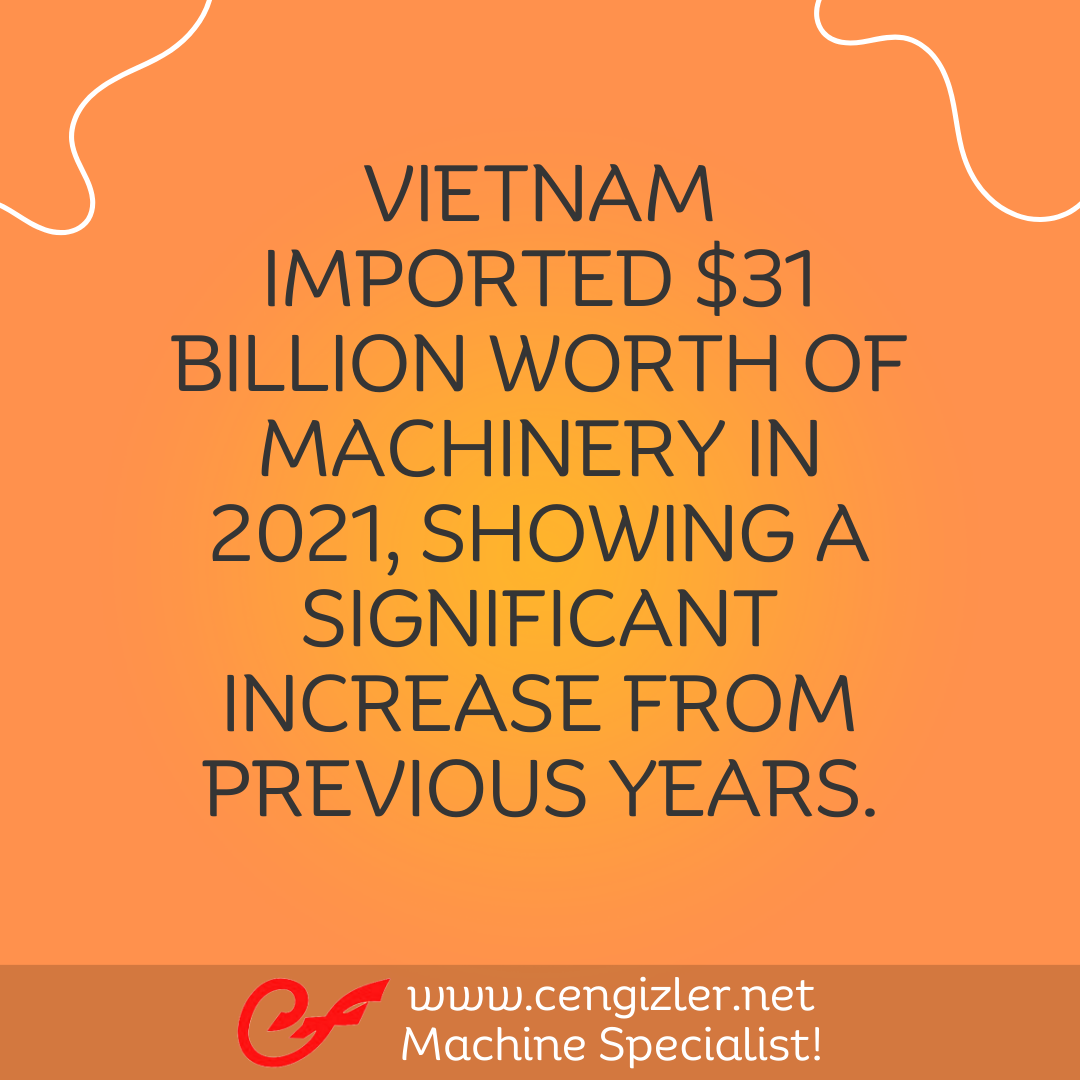 6 Vietnam imported $31 billion worth of machinery in 2021, showing a significant increase from previous years